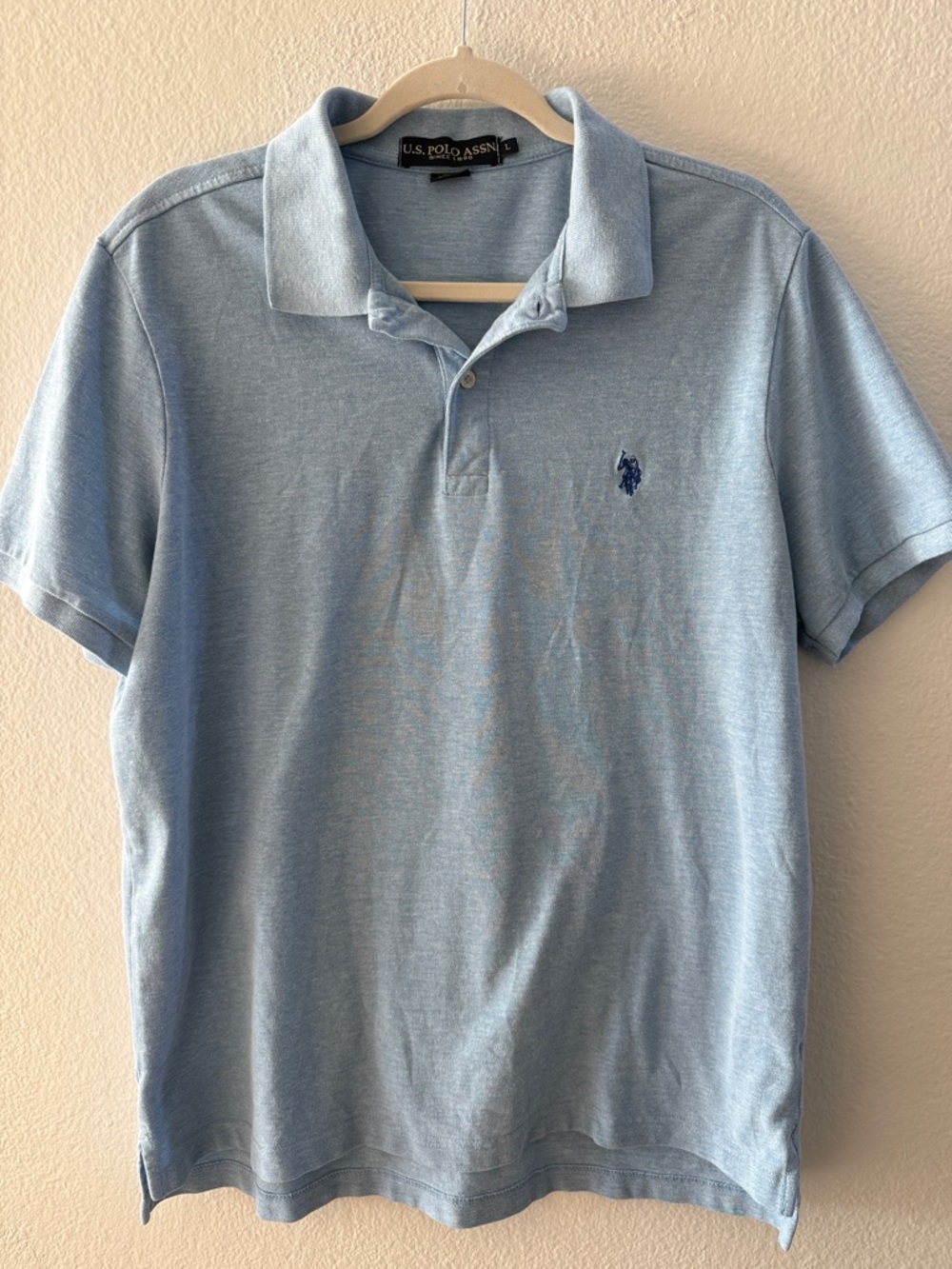 Polo Light Blue Short-Sleeve l with Navy Logo Size L